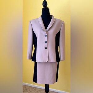 Tahari 2-piece Beige & Black Skirt Suit